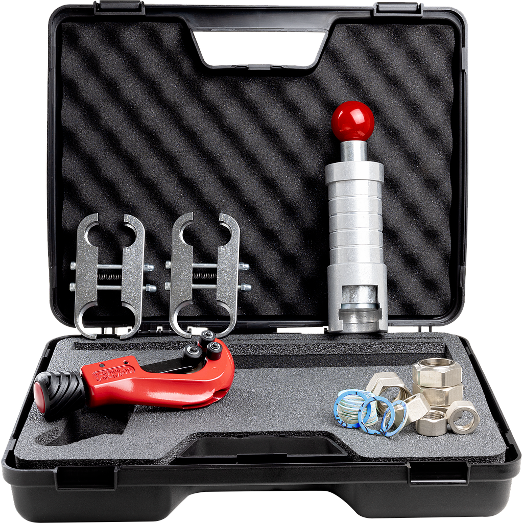 Kit cartellatrice flangiatubi manuale + raccordi